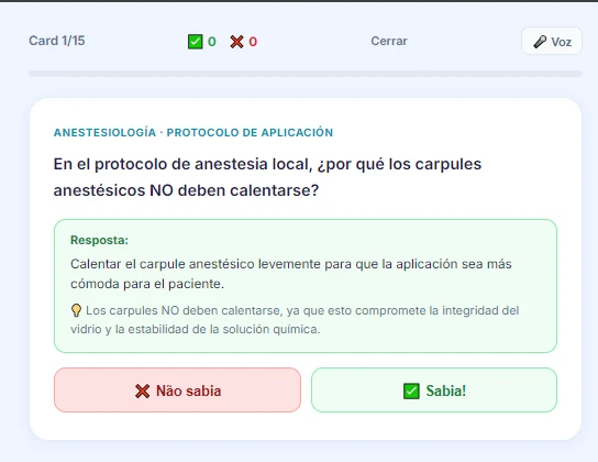 Tarjetas de revisión dentro de la plataforma