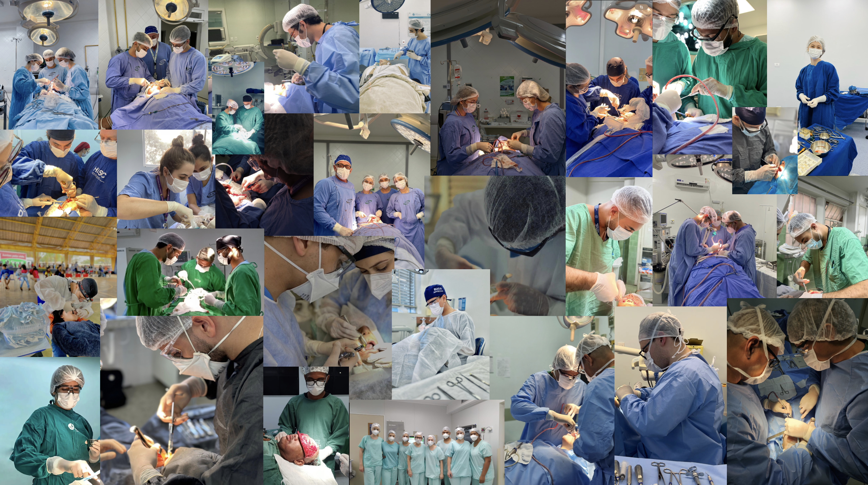 Alunos operando em cirurgia bucomaxilofacial
