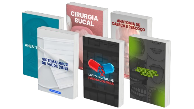 Mockup dos 6 livros digitais de Odontologia