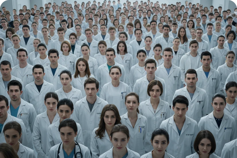 Multidão de dentistas representando o Brasil, país com mais dentistas do mundo