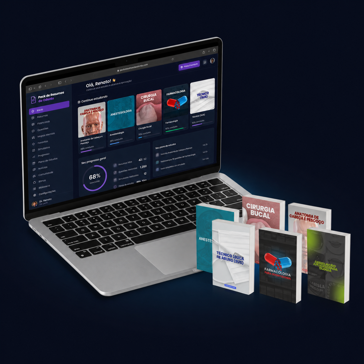 Plataforma de estudos + Pack de 6 livros de Odontologia