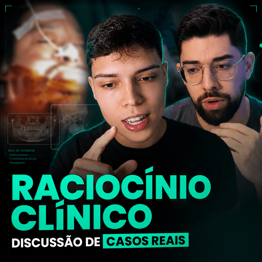 Aula de raciocínio clínico com dois cirurgiões analisando um caso real