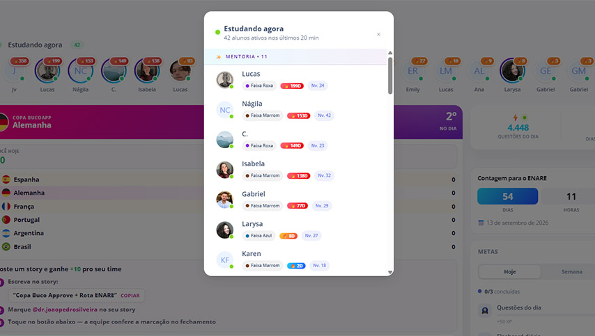 Tela de estudo do Buco App