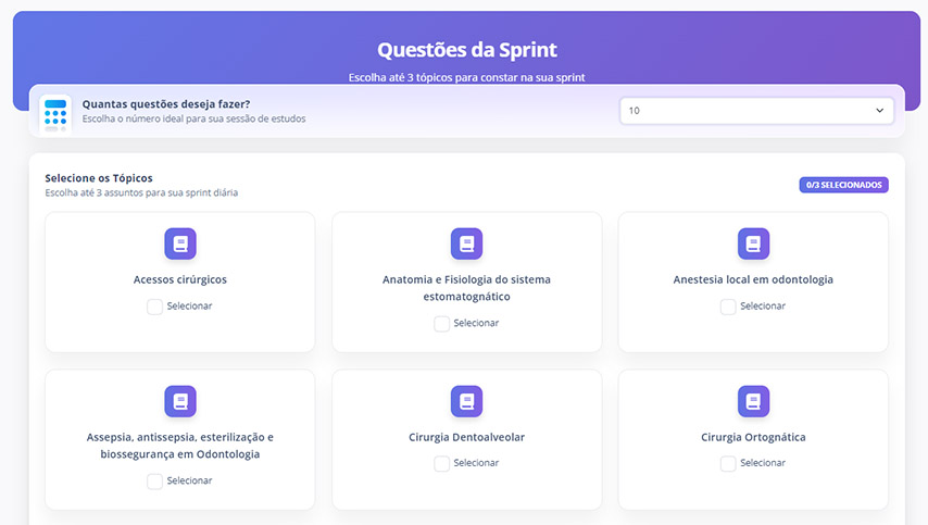 Tela de sprint do Buco App